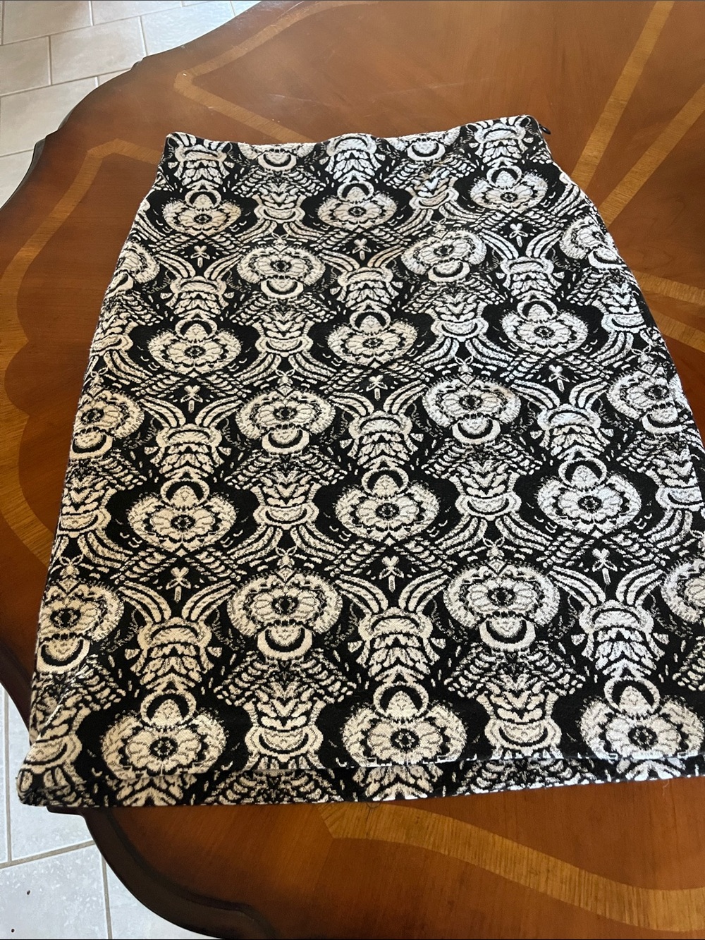 Grace Elements Black and White Damask Pencil Skirt